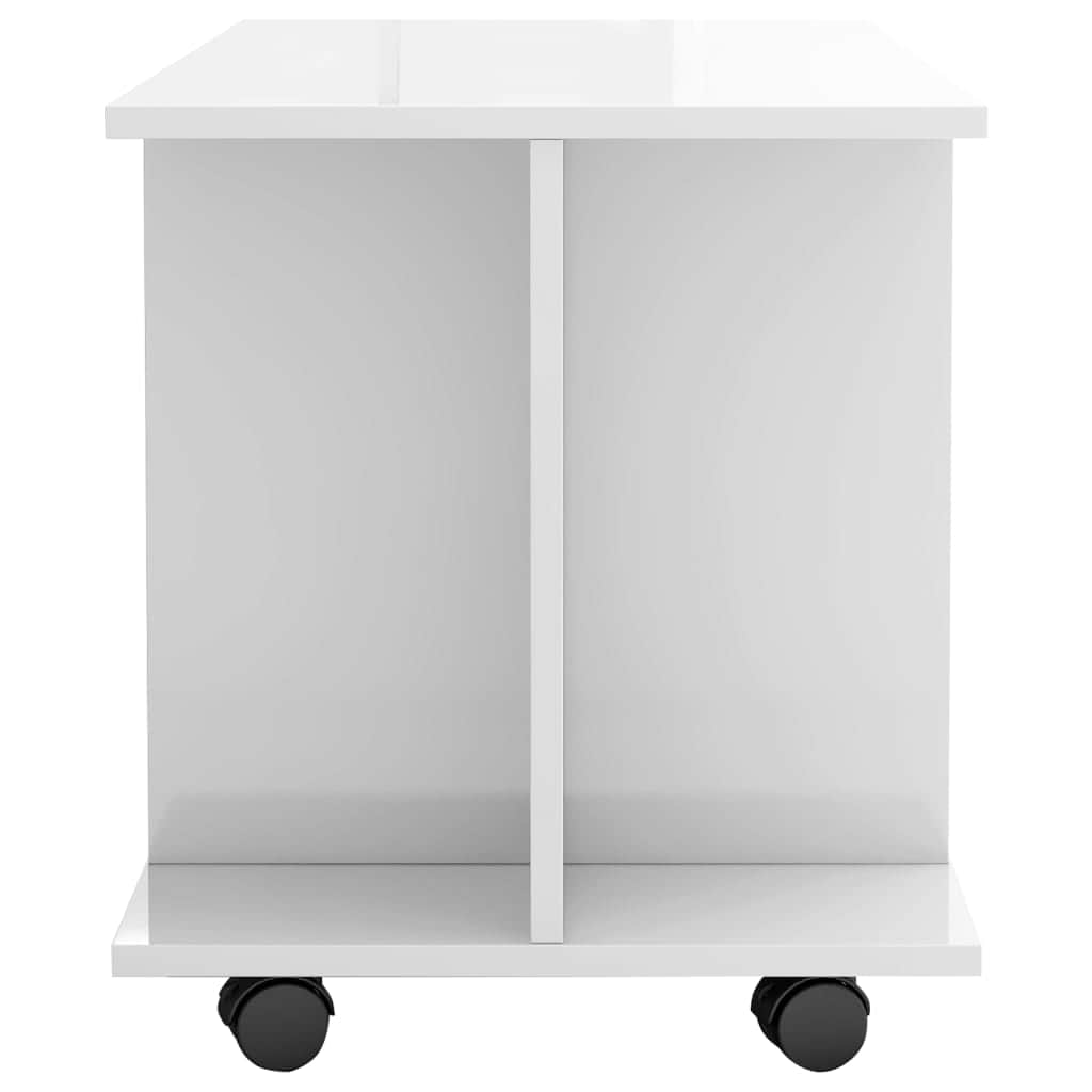 TV Cabinet with Castors High  Gloss White Chipboard
