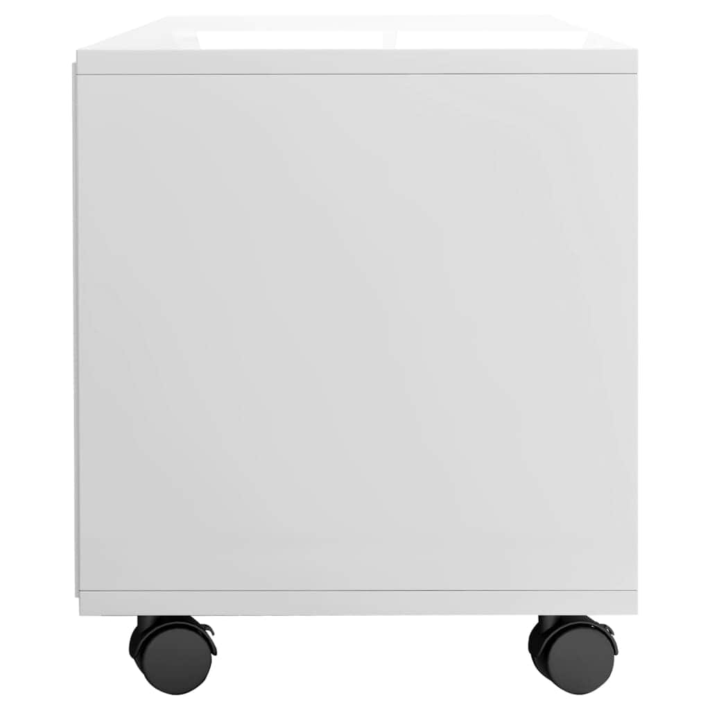 TV Cabinet with Castors High Gloss White Chipboard