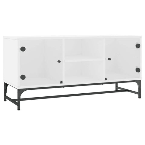 TV Cabinet with Glass Doors White
