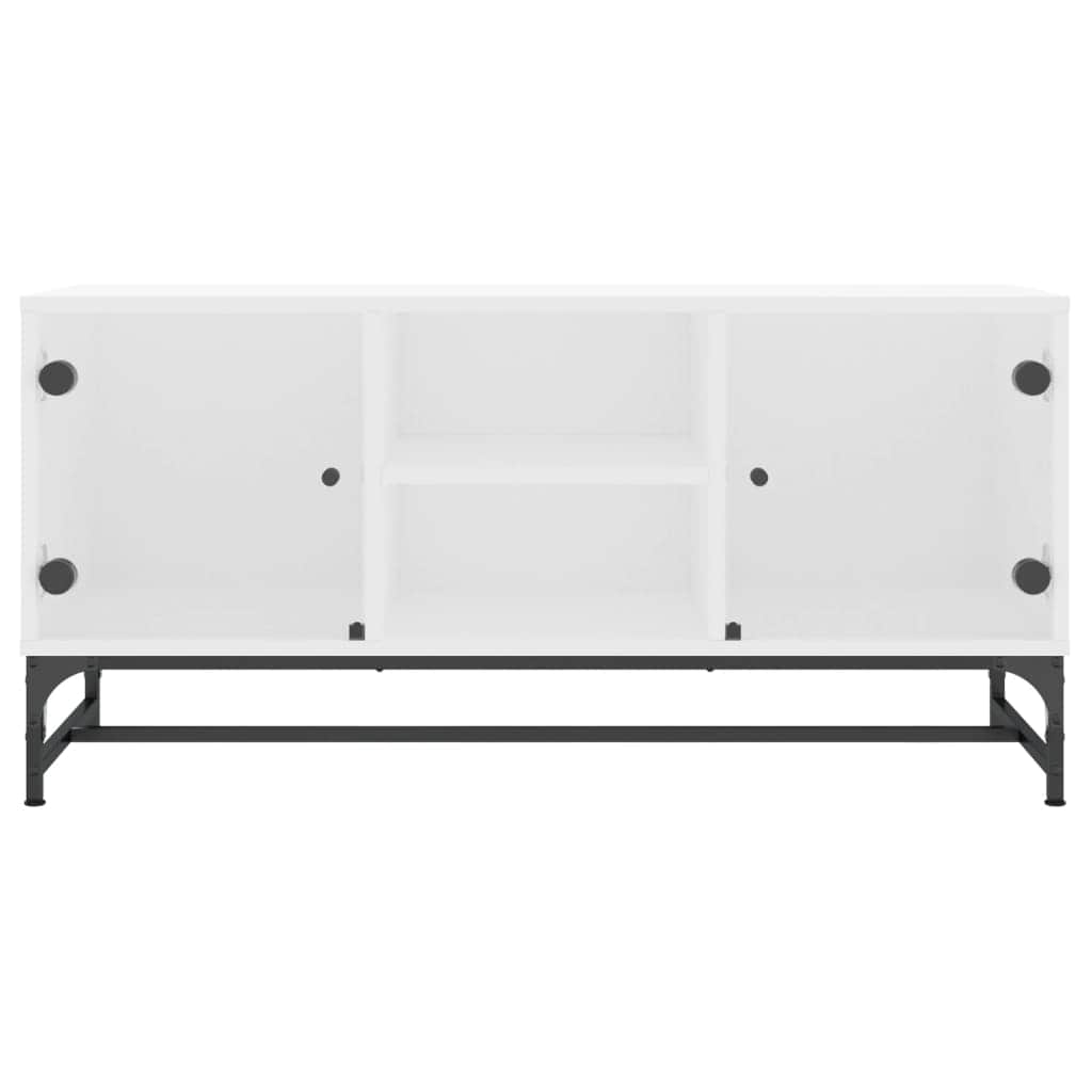 Glass finish - TV Cabinet with Glass Doors White