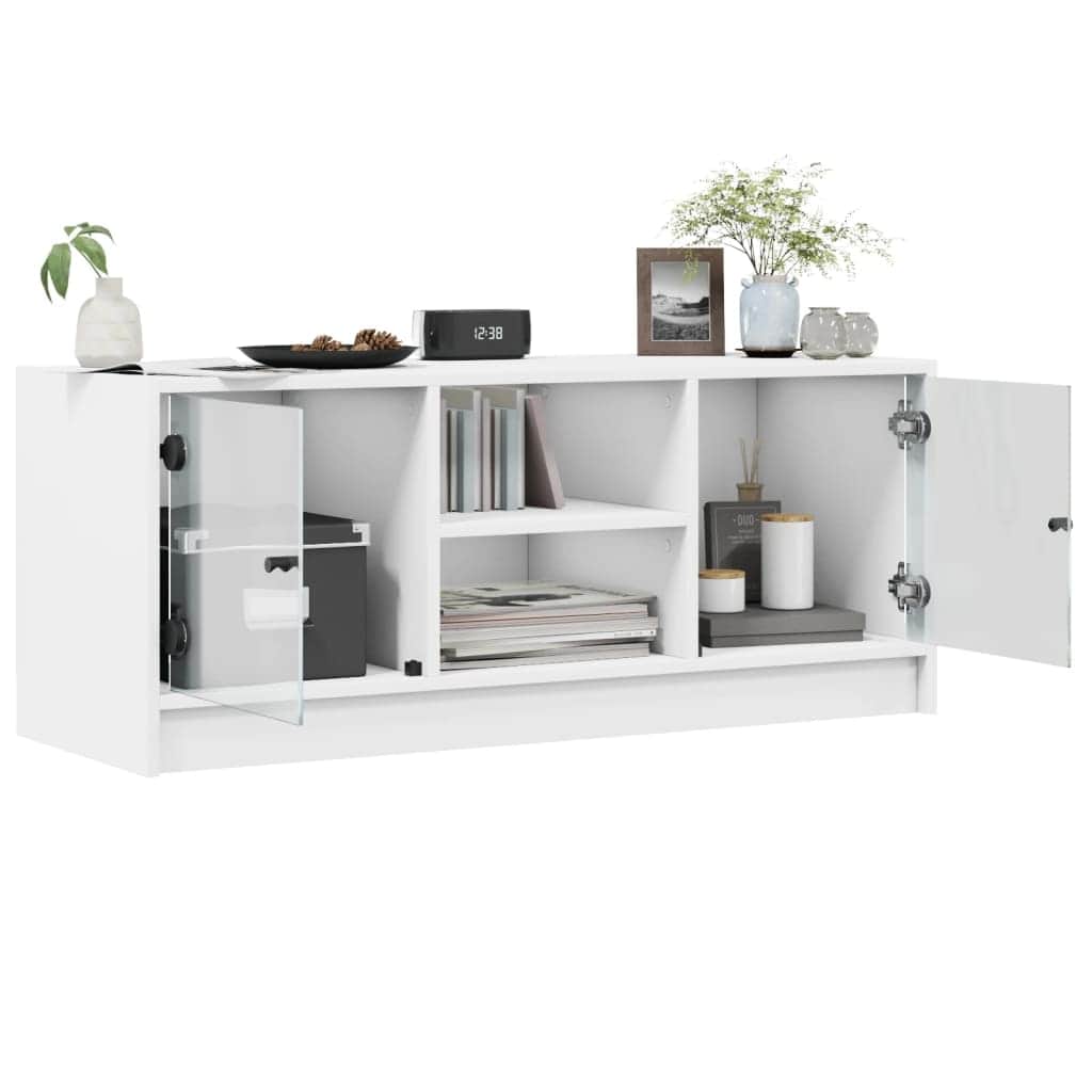Elegance - TV Cabinet with Glass Doors-White