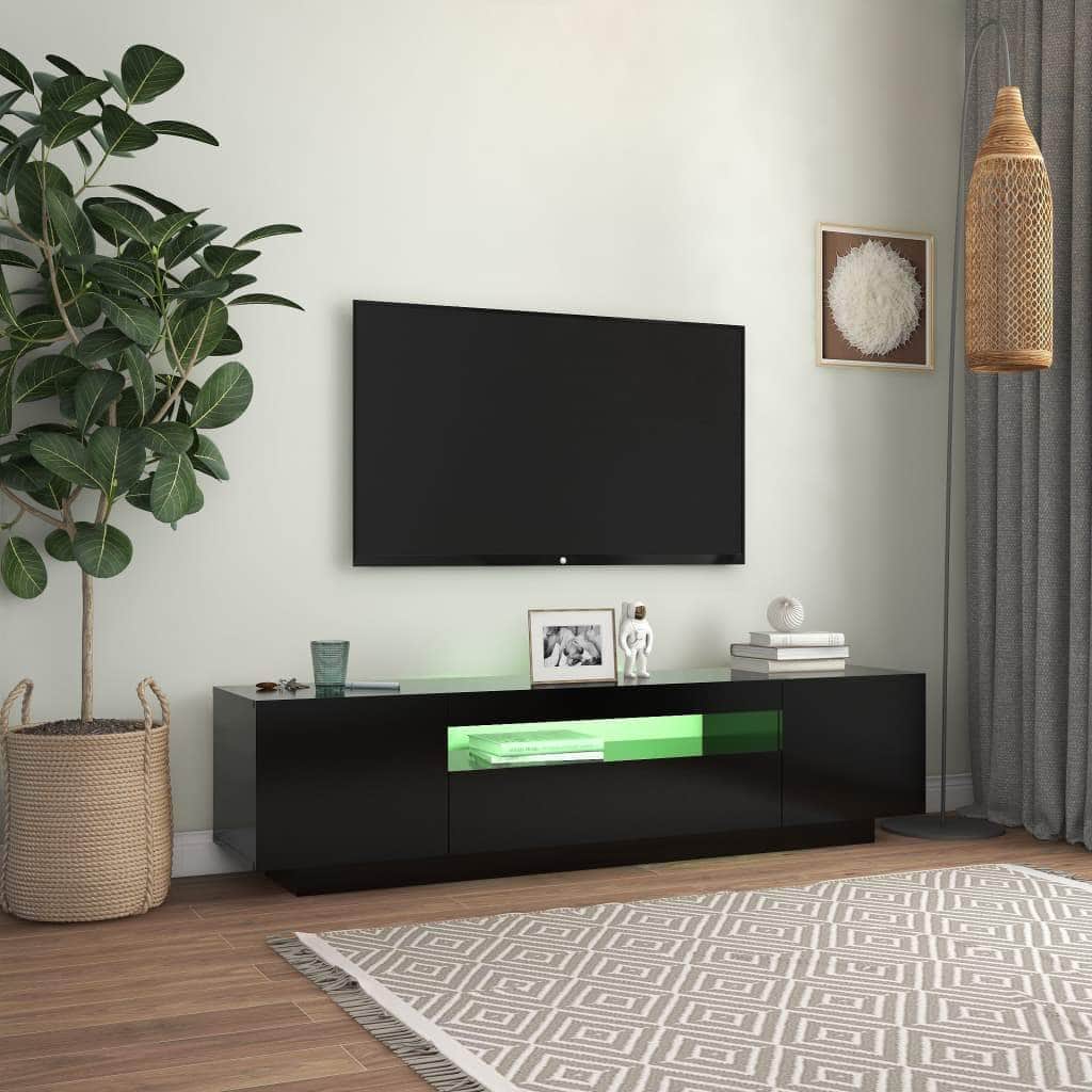TV Cabinet with LED Lights Black