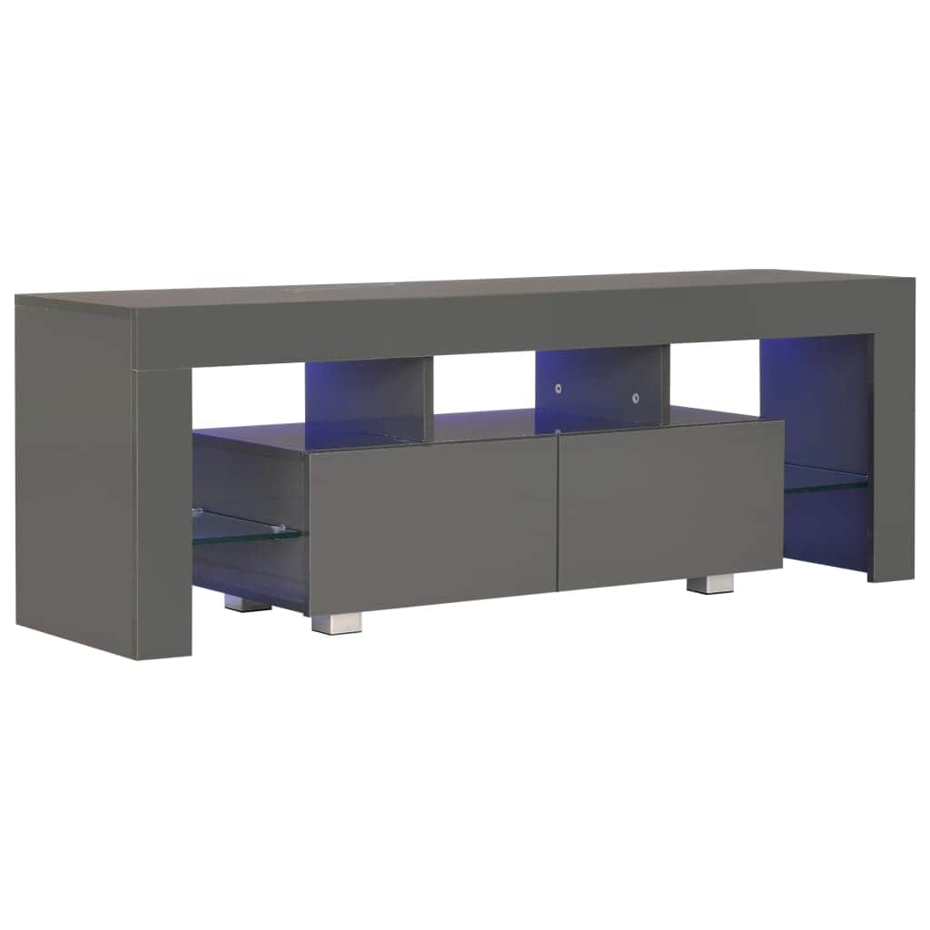 TV Cabinet with LED Lights High Gloss Grey - Simple deals