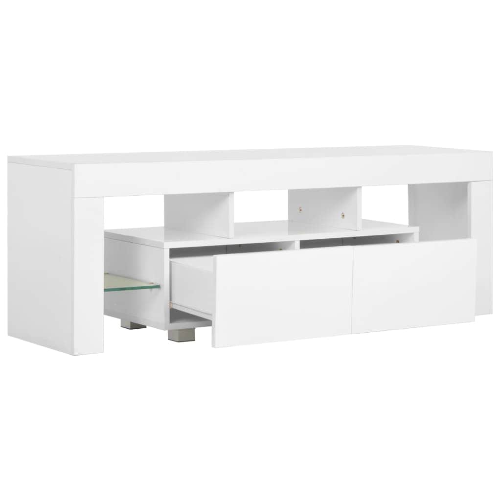 TV Cabinet with LED Lights High Gloss White - Simple deals