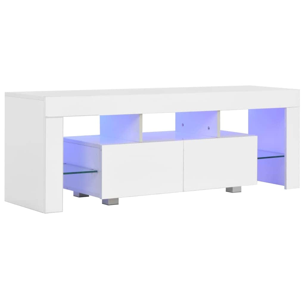 TV Cabinet with LED Lights High Gloss White - Simple deals