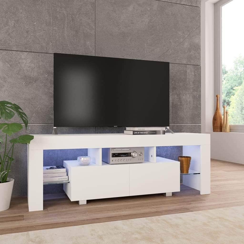 TV Cabinet with LED Lights High Gloss White - Simple deals