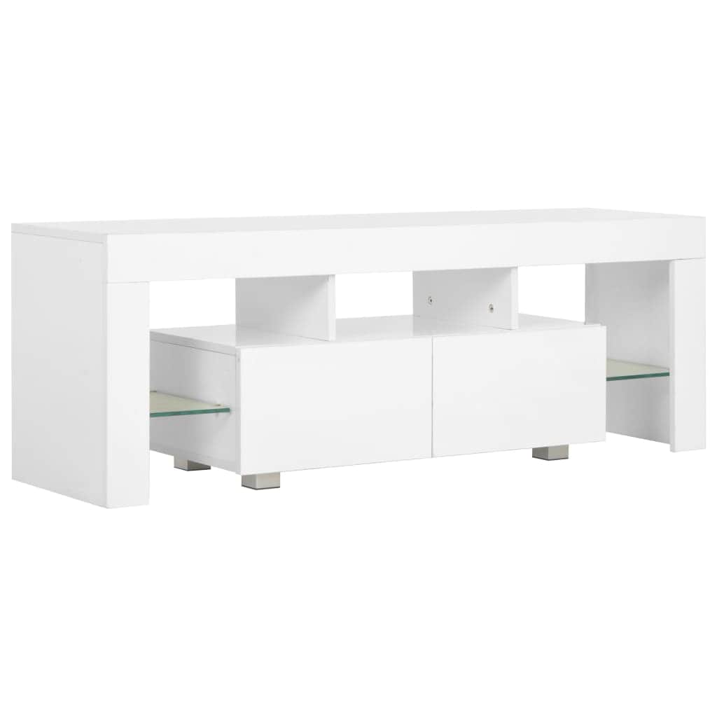 TV Cabinet with LED Lights High Gloss White - Simple deals