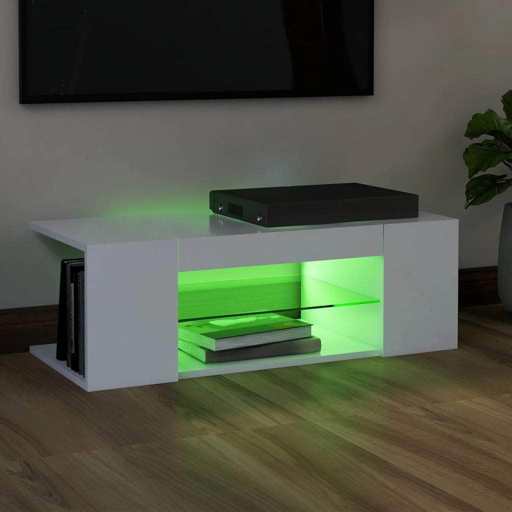 TV Cabinet with LED Lights White