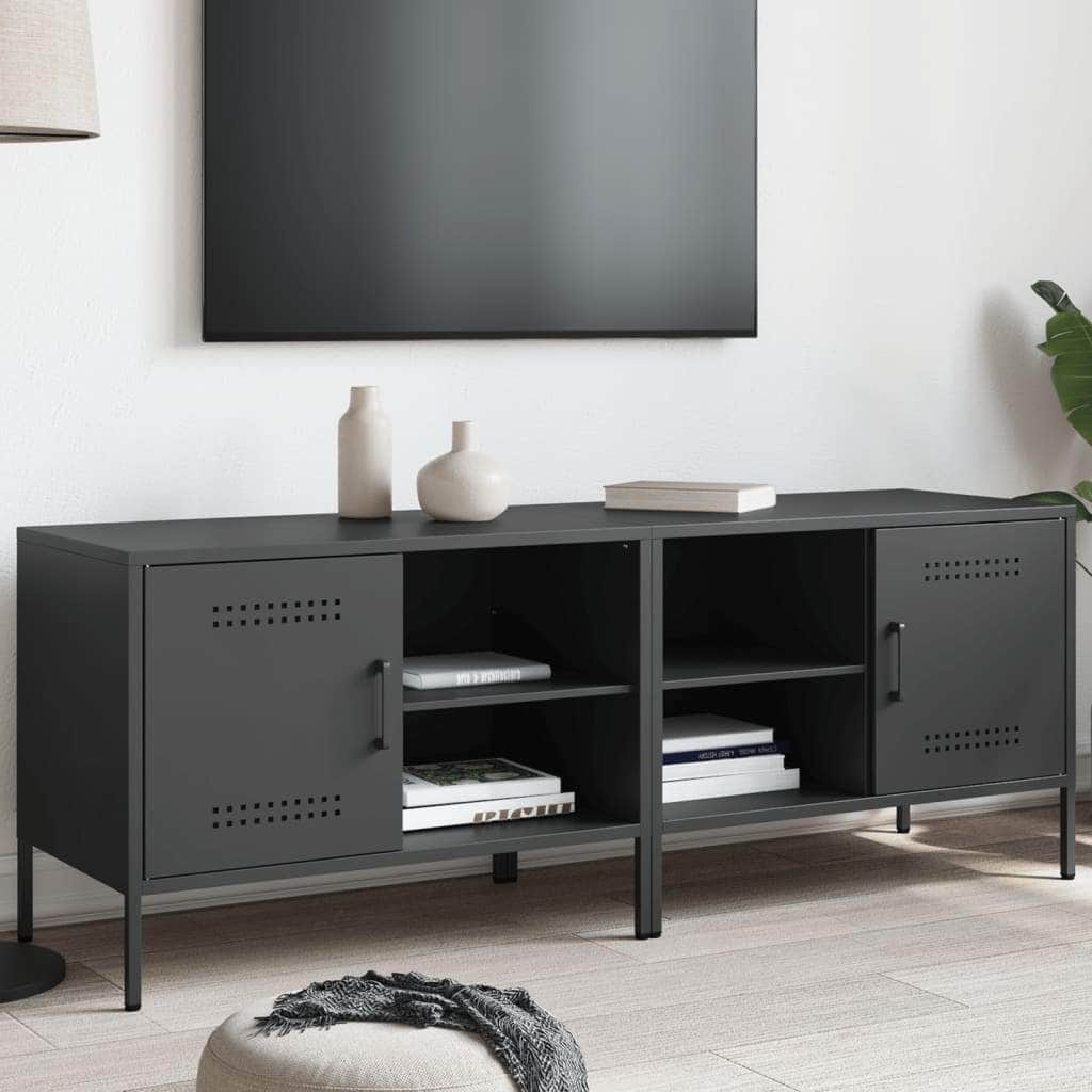 2 Pcs - TV Cabinets 2 pcs Black Steel