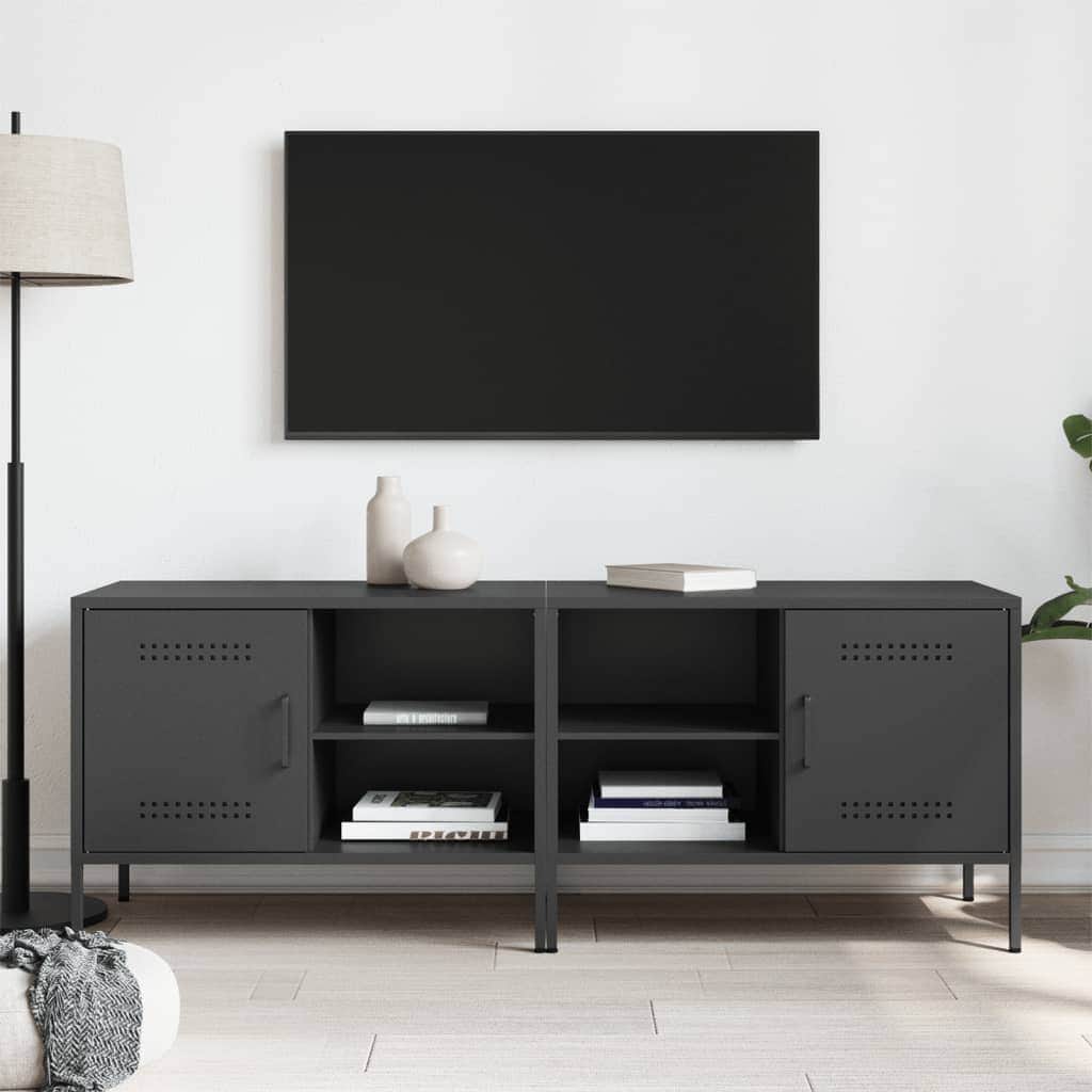 TV Cabinets 2 pcs Black Steel | Black colour