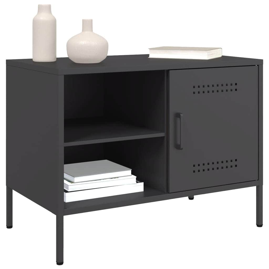 TV Cabinets 2 pcs Black Steel, Steel finish