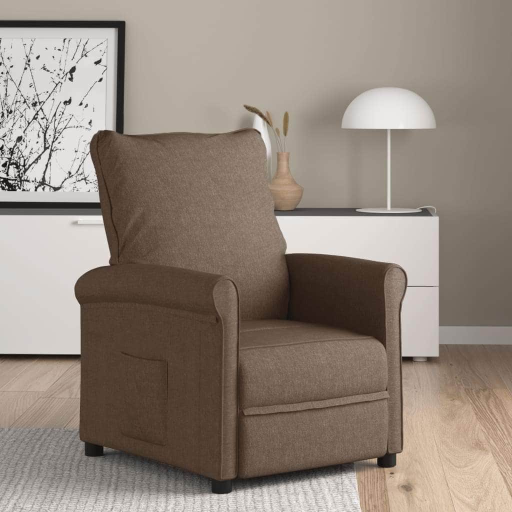 TV Recliner Chair Brown Fabric