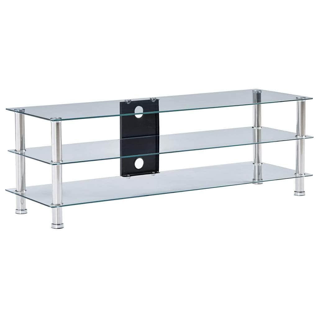 TV Stand 2 Shelves Transparent Tempered Glass - Simple deals