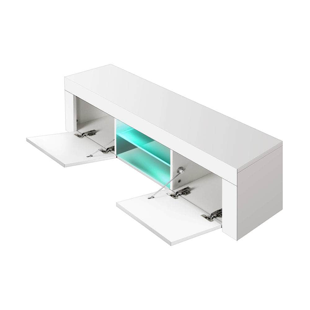 TV Stand Cabinet Entertainment Unit RGB LED Gloss 130cm White