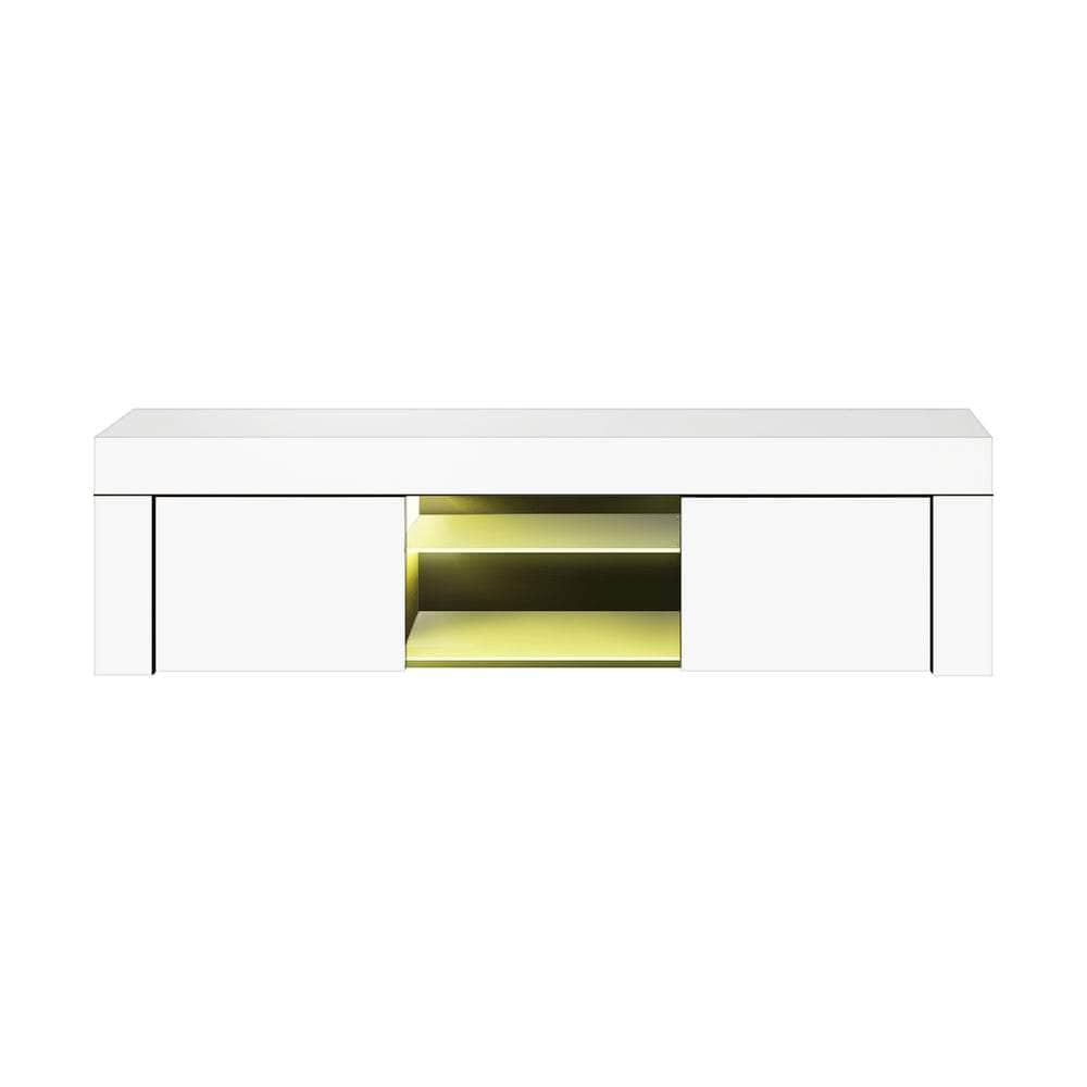 TV Stand Cabinet Entertainment Unit RGB LED Gloss 130cm White
