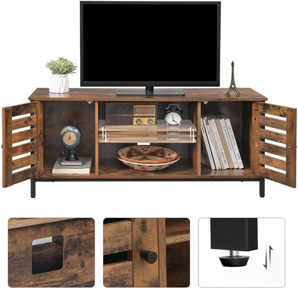 TV Stand Console Unit with Shelves Storage Rustic Brown and Black LTV43BX