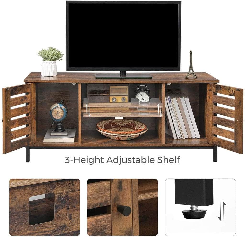 TV Stand Console Unit with Shelves Storage Rustic Brown and Black LTV43BX