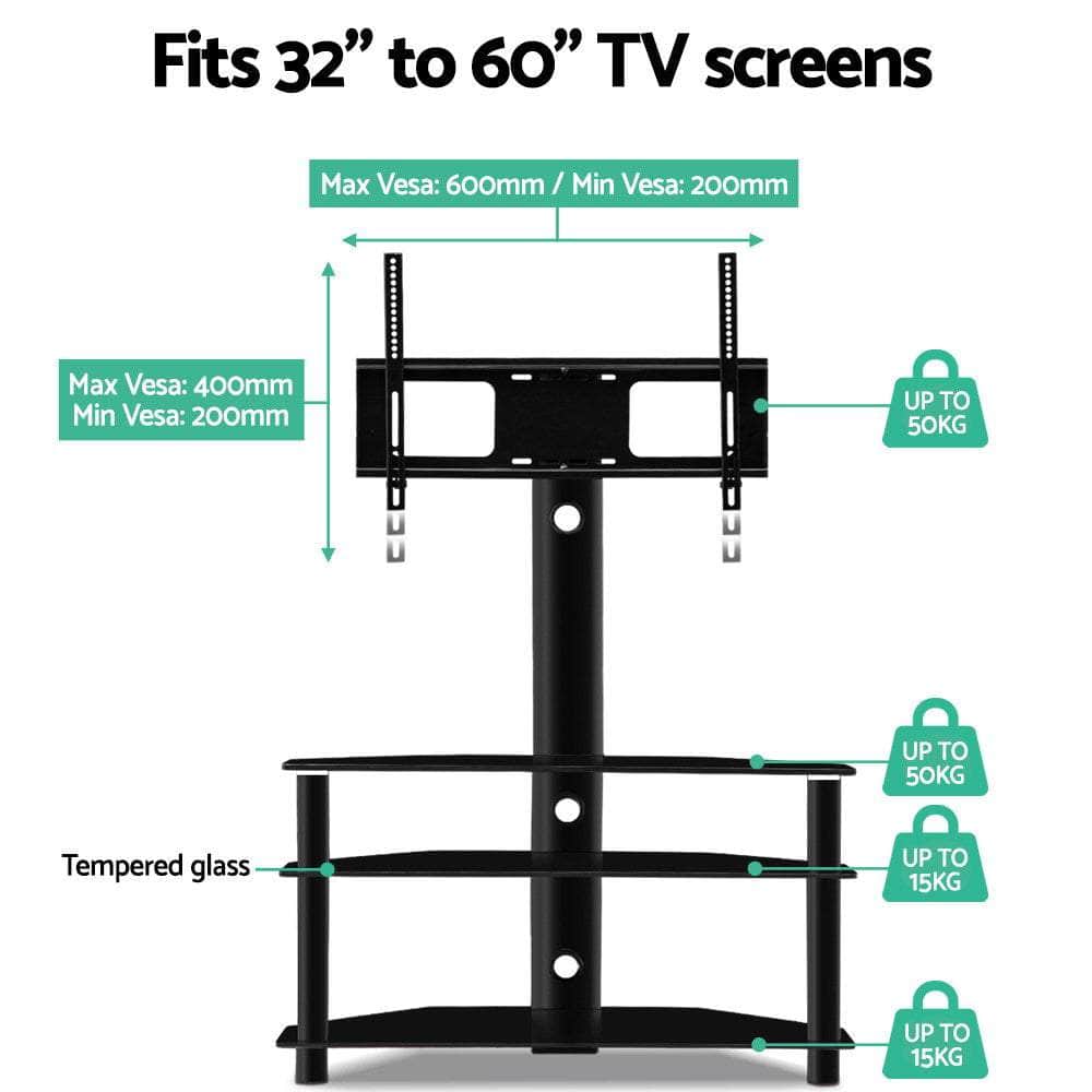 Tv Stand Mount Bracket (32"-60") 3 Tiers Storage Floor Shelf