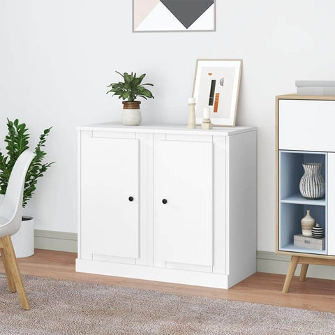 Twin Elegance: Dual White Engineered Wood Sideboards