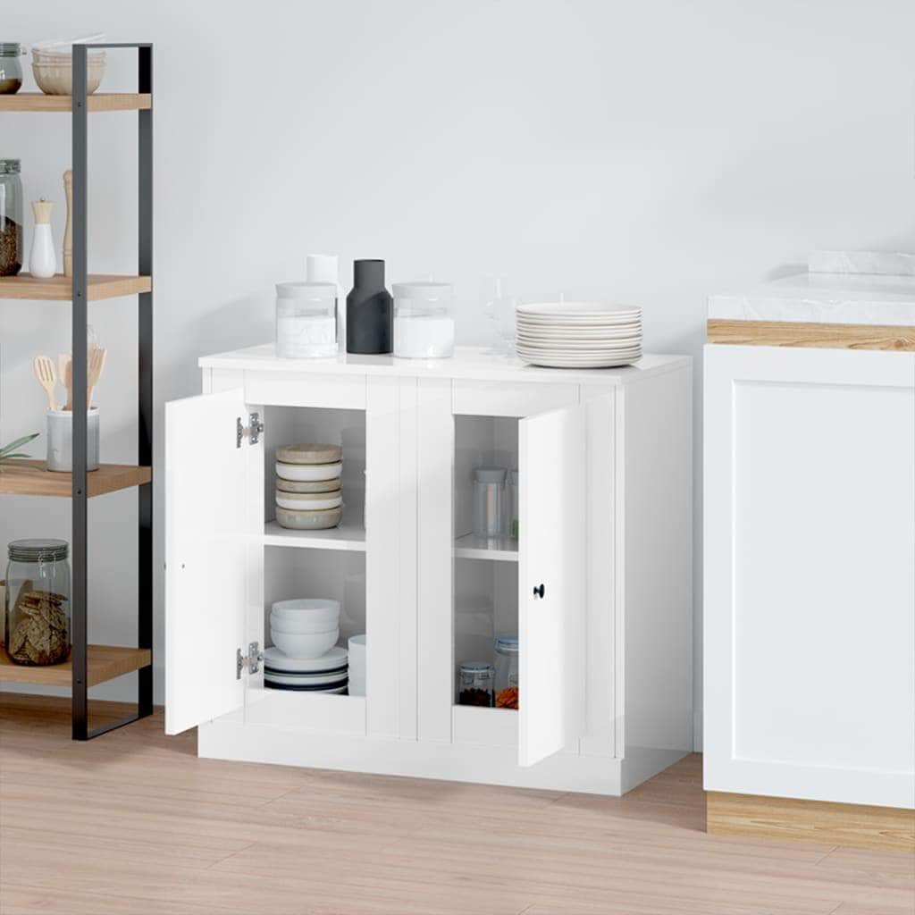 Twin Elegance: Dual White Engineered Wood Sideboards
