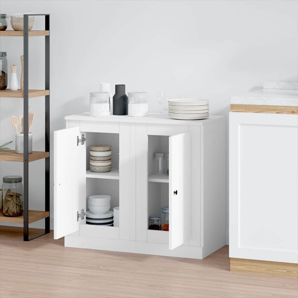Twin Elegance: Dual White Engineered Wood Sideboards