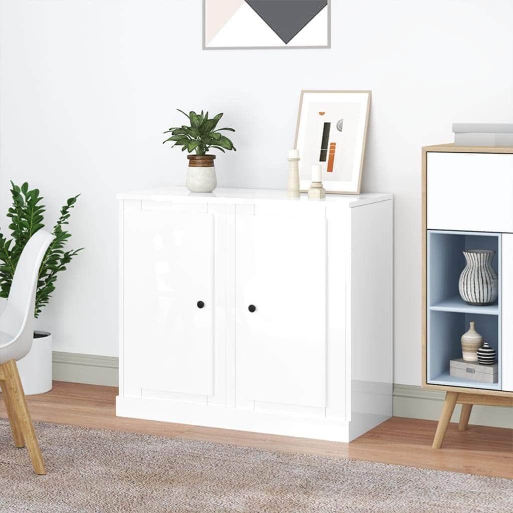 Twin Elegance: Dual White Engineered Wood Sideboards
