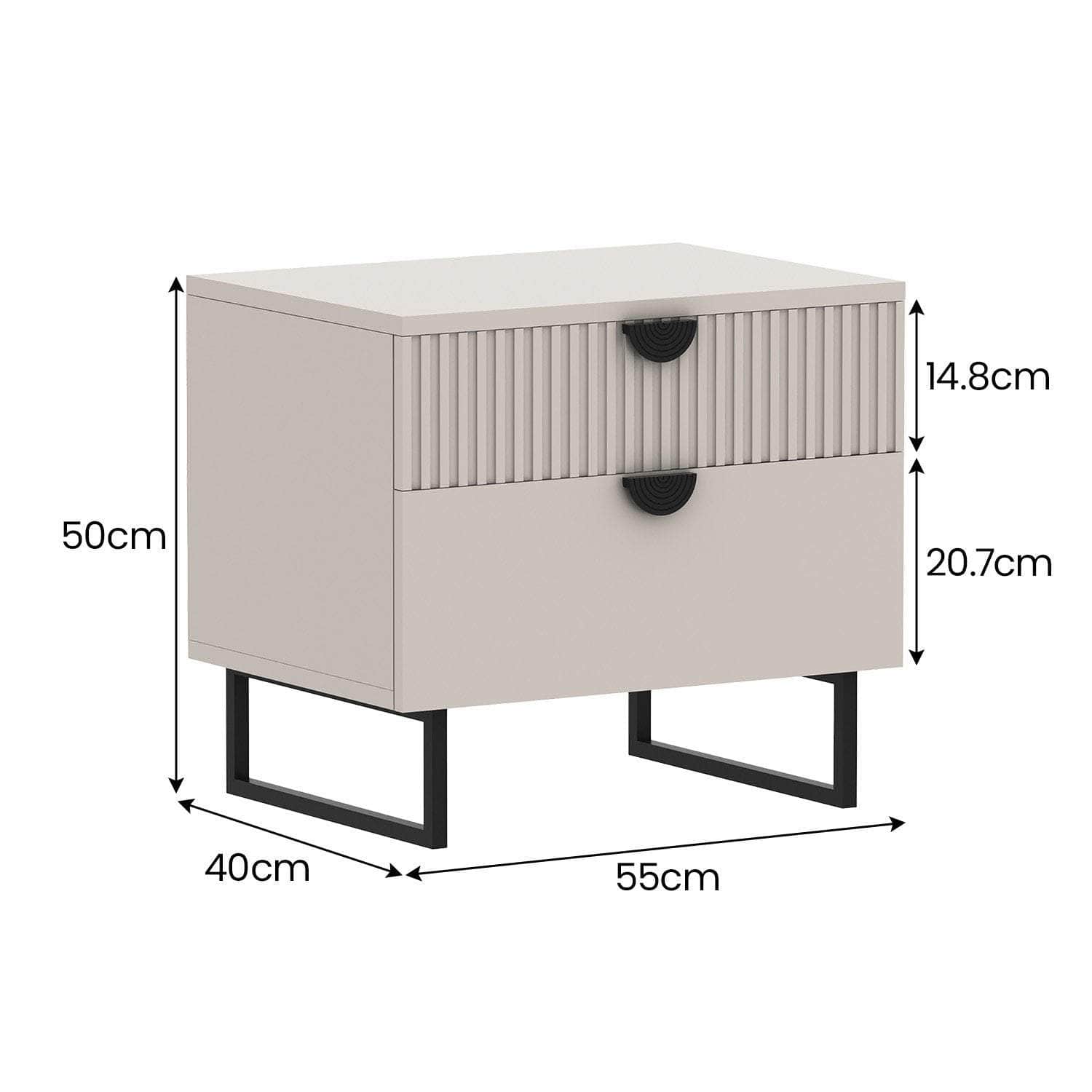 Two Drawer Bedside Table with Elegant Storage