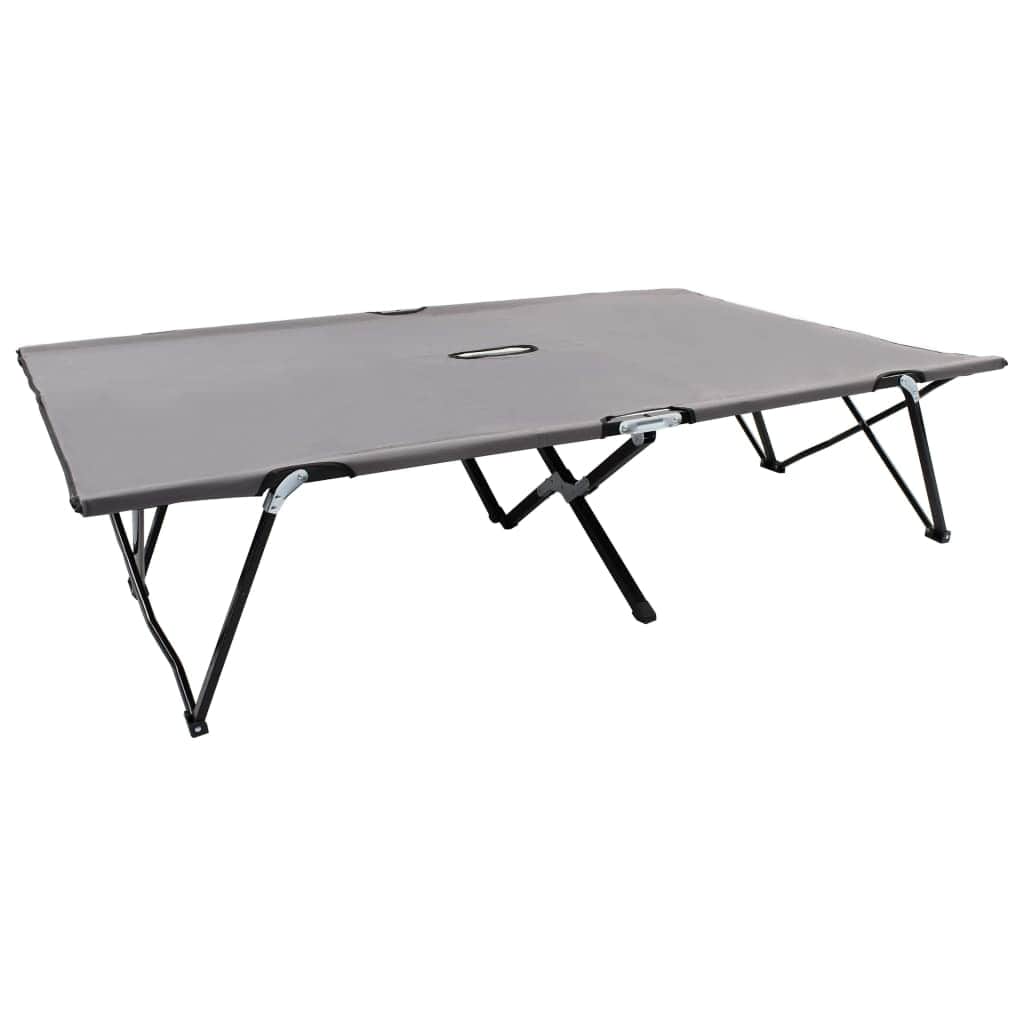 Two Person Folding Camping Cot Grey Steel
