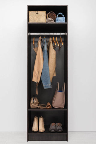 Two Shelf/Hangrail Walk In Wardrobe - Nordic Ash/Natural Oak