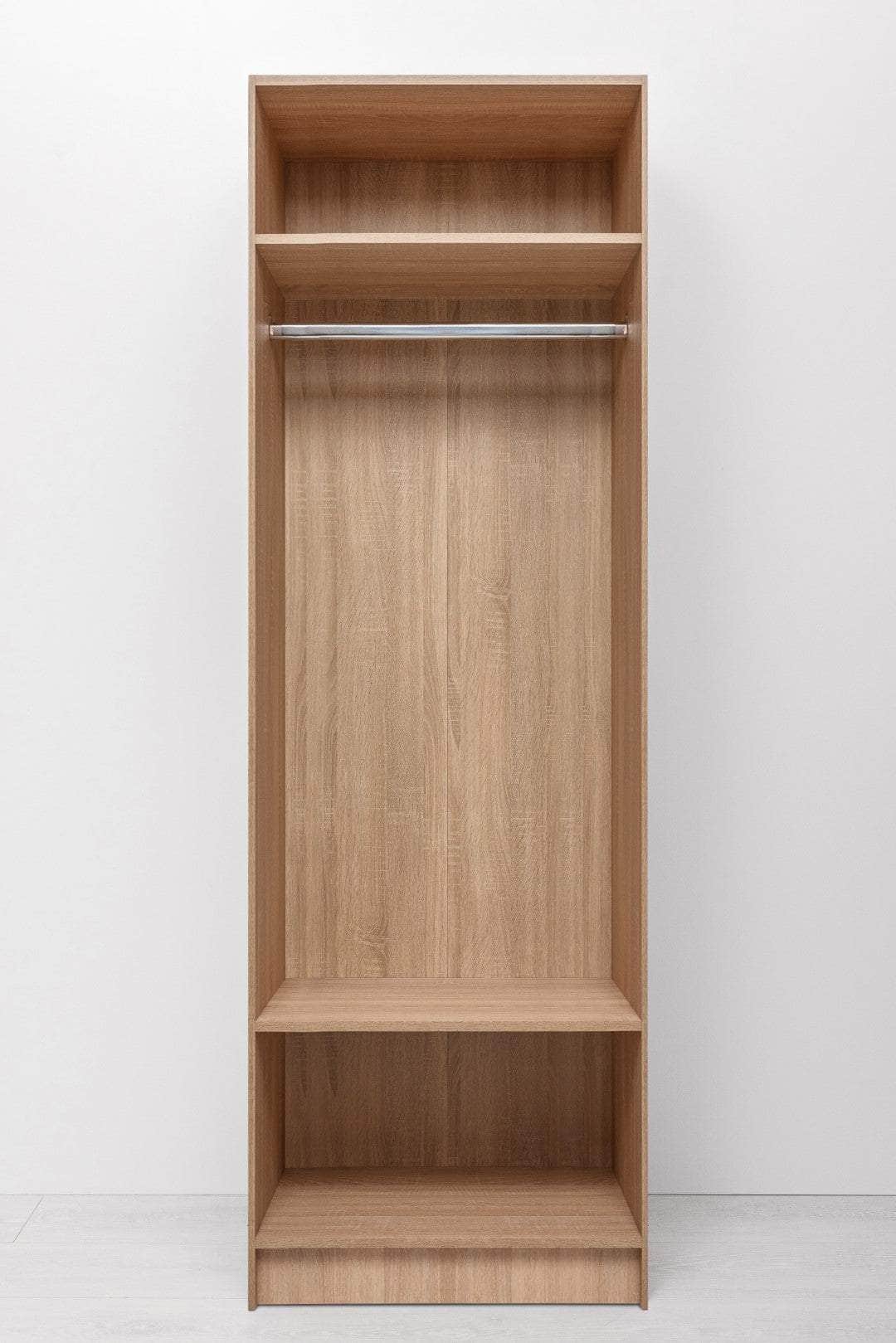 Two Shelf/Hangrail Walk In Wardrobe - Nordic Ash/Natural Oak