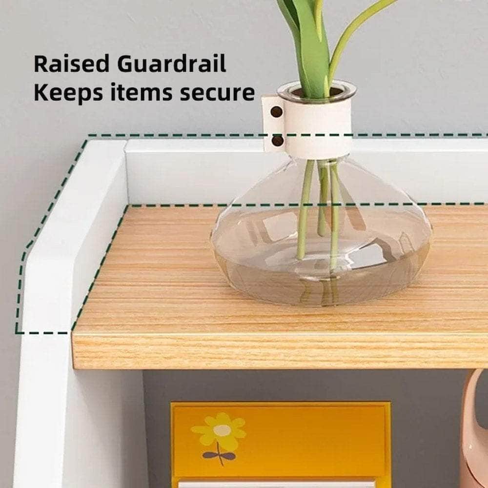 Two-Tone Nightstand Wooden Legs Compartment Storage Drawers White Wood Design