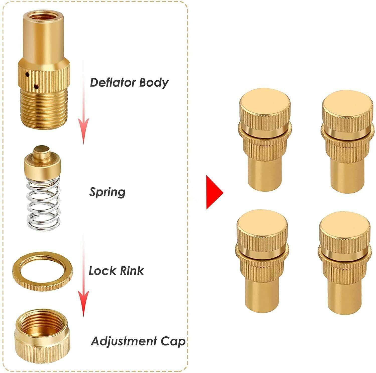 Tyre Deflators Brass Air Deflator 0-60 PSI Tire Valve Core Tool Automatic