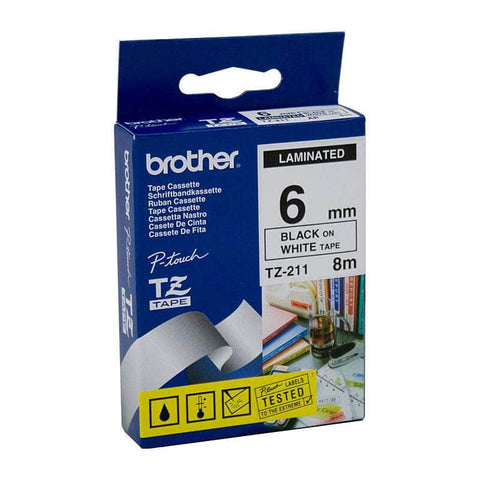 Tze211 Labelling Tape 6Mm Black On White Tze Tape