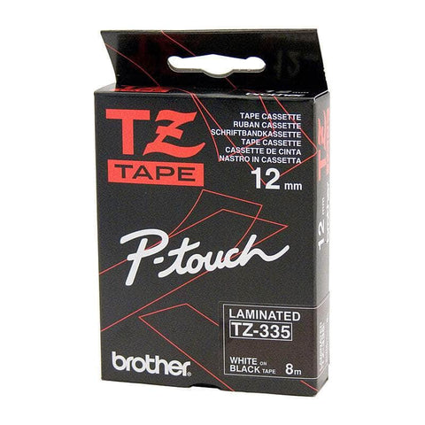 Tze335 Labelling Tape 12Mm White On Black Tze Tape