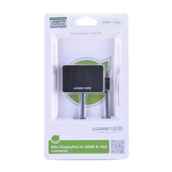 UGREEN Mini Display Port to HDMI &amp; VGA Dual Converter Premium ABS case - Black (10439)