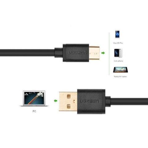 Usb 2.0 Type A Male To Usb 3.1 Type-C Male Charge & Sync Cable - White