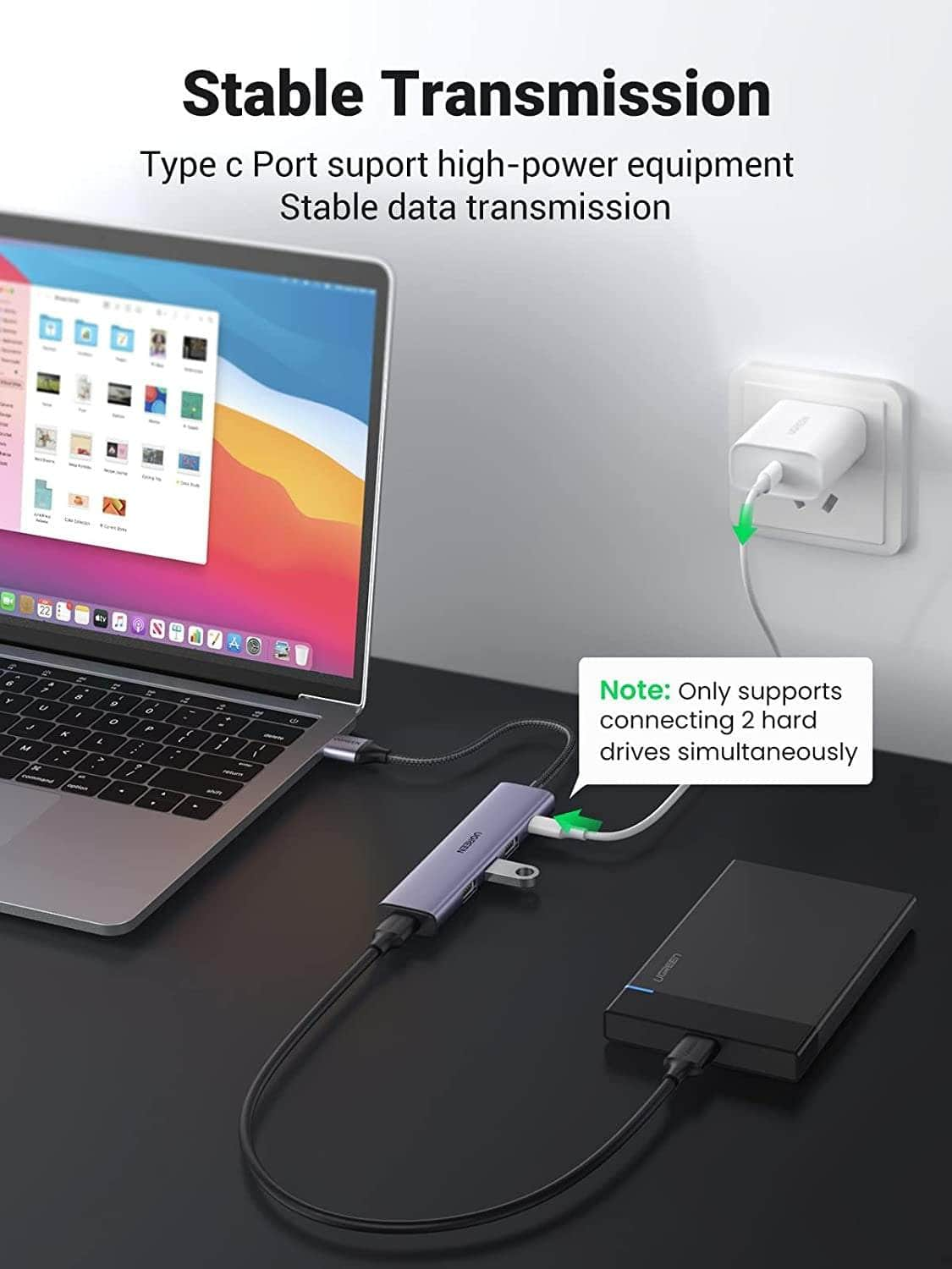 Ugreen Usb 3.0 4-Port Hub With Usb-C Power Port