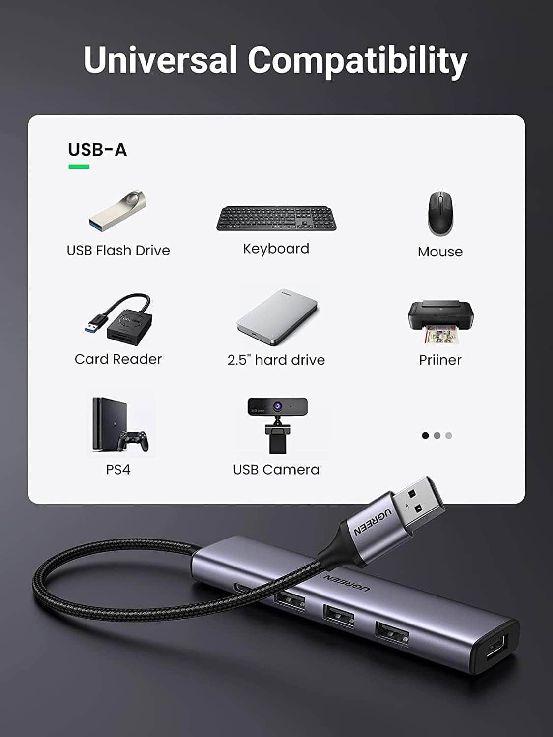 Ugreen Usb 3.0 4-Port Hub With Usb-C Power Port