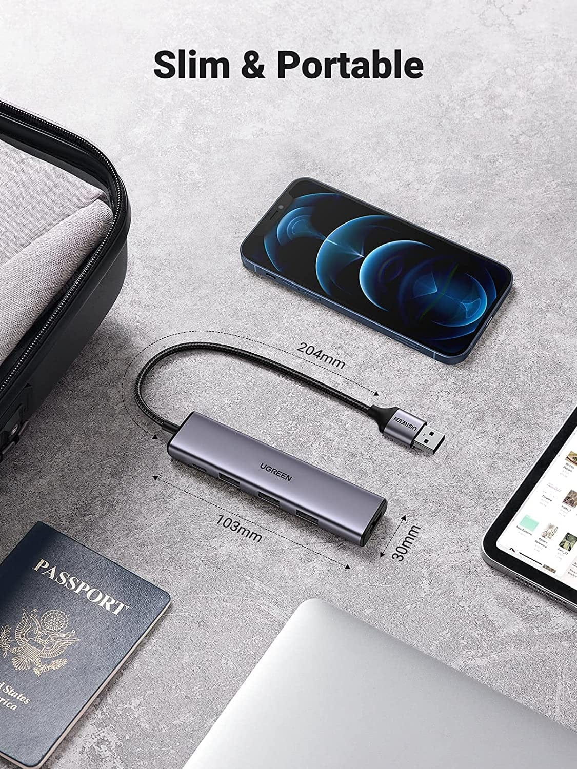 20805 Usb 3.0 4-Port Hub With Usb-C Power Port with Ugreen