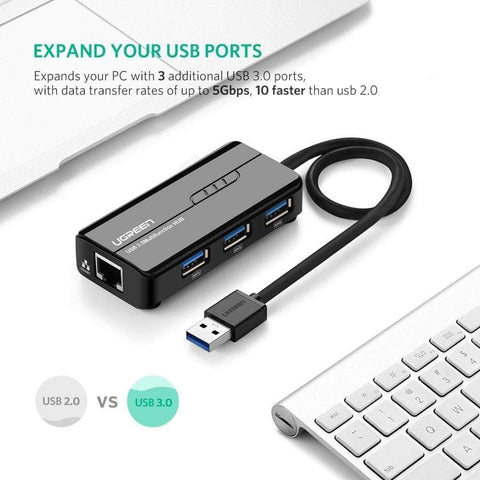 Usb 3.0 Hub With Gigabit Ethernet Adapter (20265)