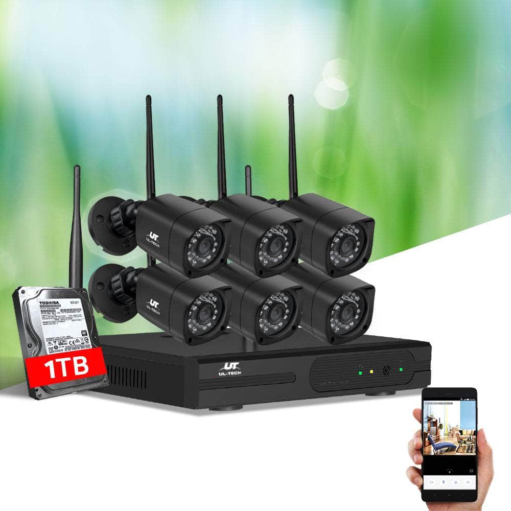 UL-tech 6 Square Wireless Security Cameras Kit 1TB