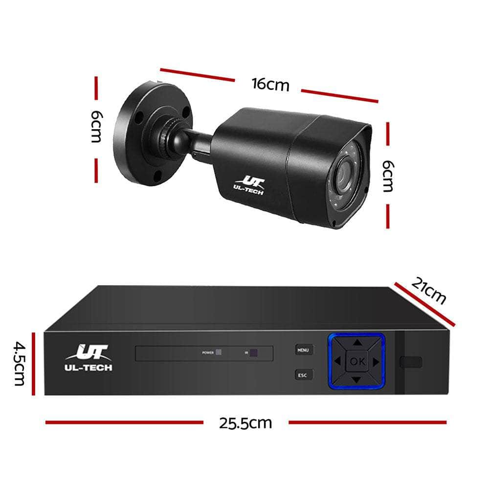 Ul-Tech 8Ch 5 In 1 Dvr Cctv Security System Video Recorder /W 4 Cameras 1080P Hdmi Black