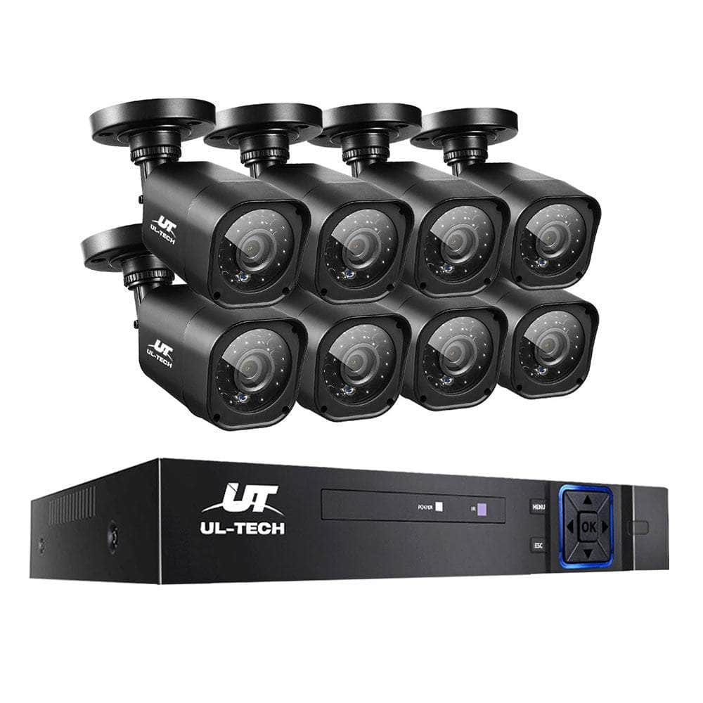 Ul-Tech 8Ch 5 In 1 Dvr Cctv Security System Video Recorder /W 8 Cameras 1080P Hdmi Black
