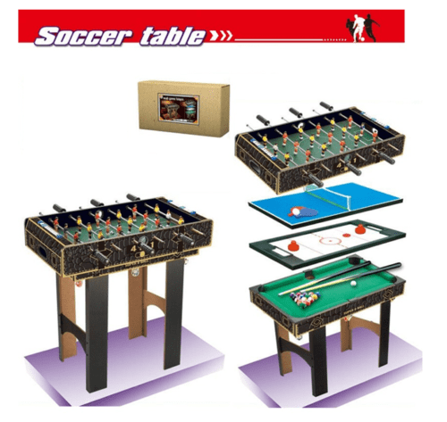 Ultimate 4-in-1 Game Table for Soccer, Foosball, Pool, and Hockey Fun!