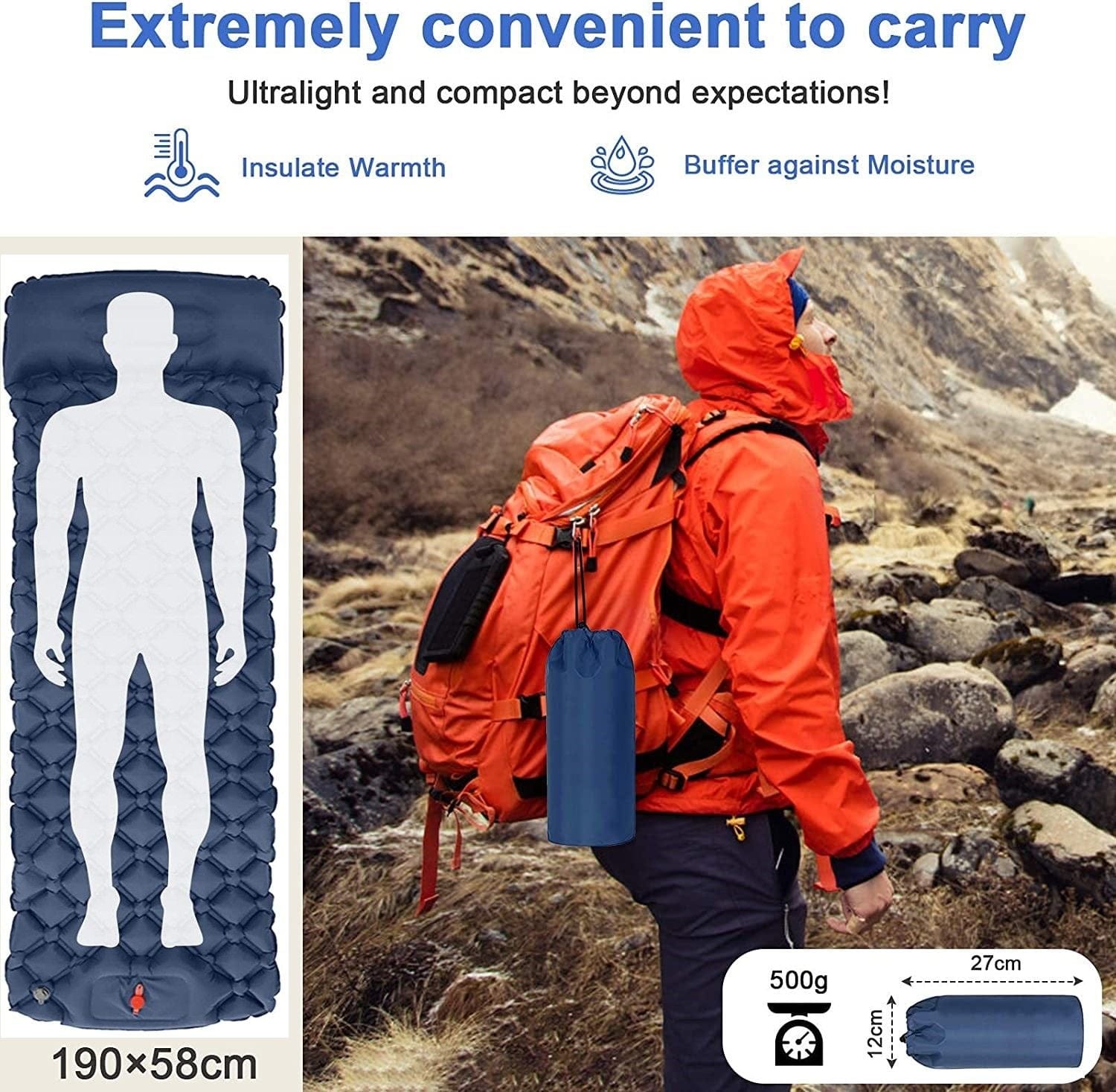 Ultralight Inflatable Camping Sleeping Pad With Pillow For Travelling And Hiking with Inflatable Mattresses - photo 8