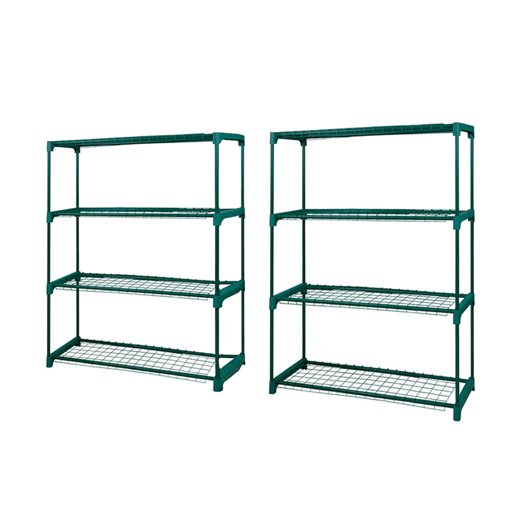 2x 4-Tier Plant Stand Shelves Indoor Outdoor Flower Pot Display Rack