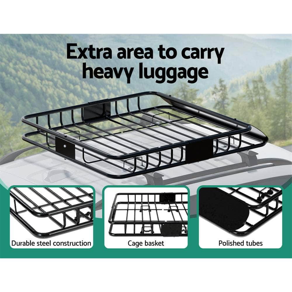 Universal Car Roof Rack Basket Luggage Carrier Steel Vehicle Cargo