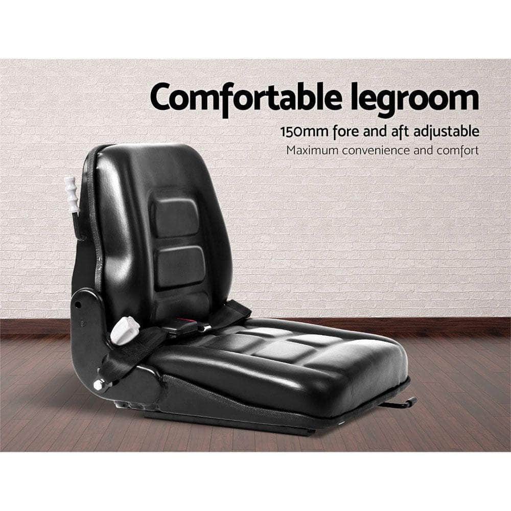 Universal Forklift Seat Tractor Excavator Truck Bobcat Leather Backrest