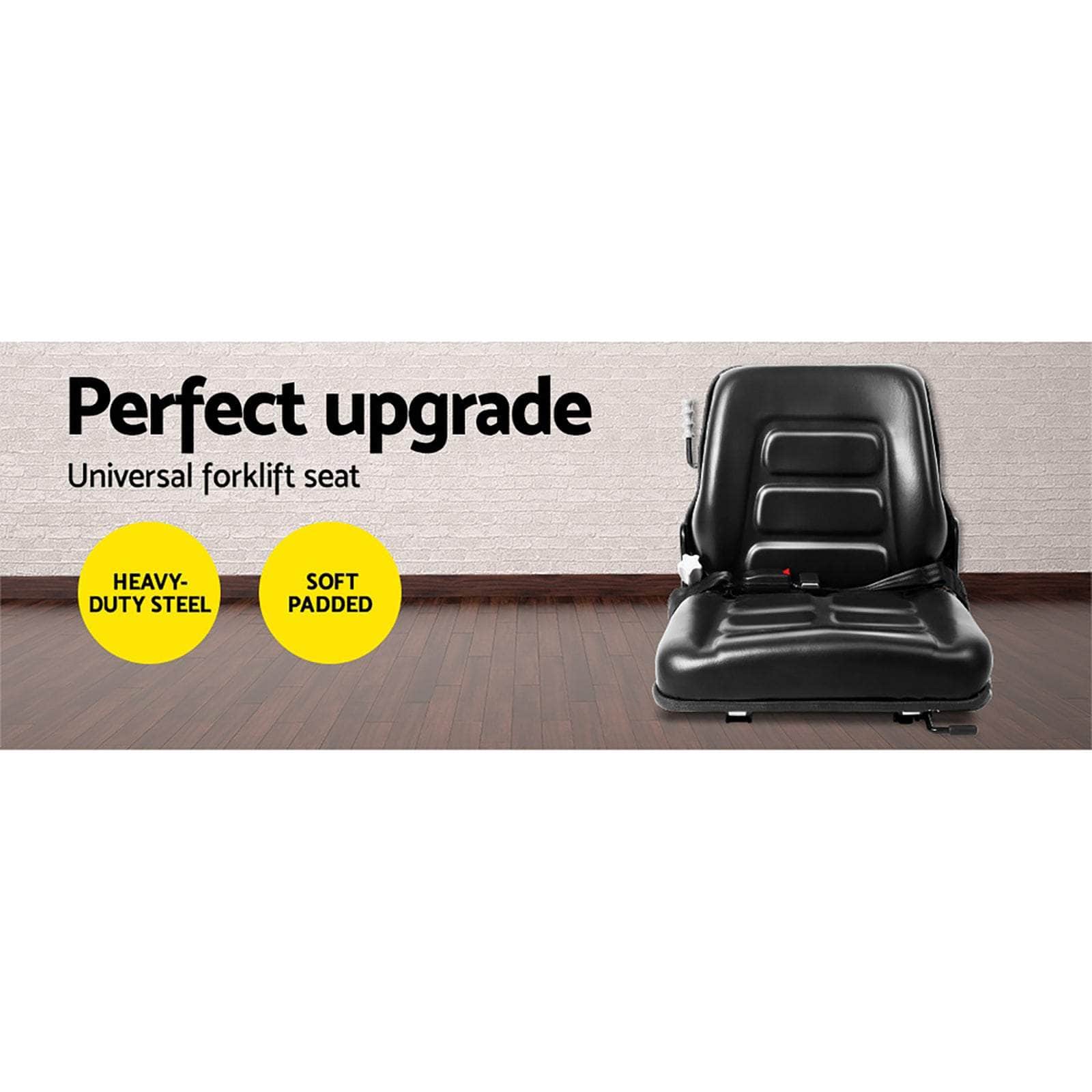 Universal Forklift Seat Tractor Excavator Truck Bobcat Leather Backrest