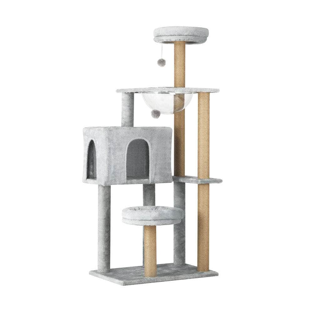 Unleash Your Cat's Playfulness with the Grey Cat Tower Scratching Post
